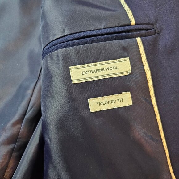 ZARA Boy's Navy Blue 2-Button Tailored Suit Jacket - Size 13-14 - Picture 9 of 11